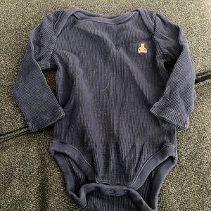 Navy Gap waffle knit long sleeve onesie